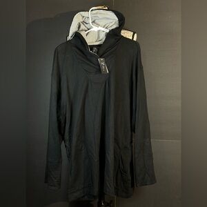New Focus Casual Life Jacket Womens L Black Textured Hooded Button Up